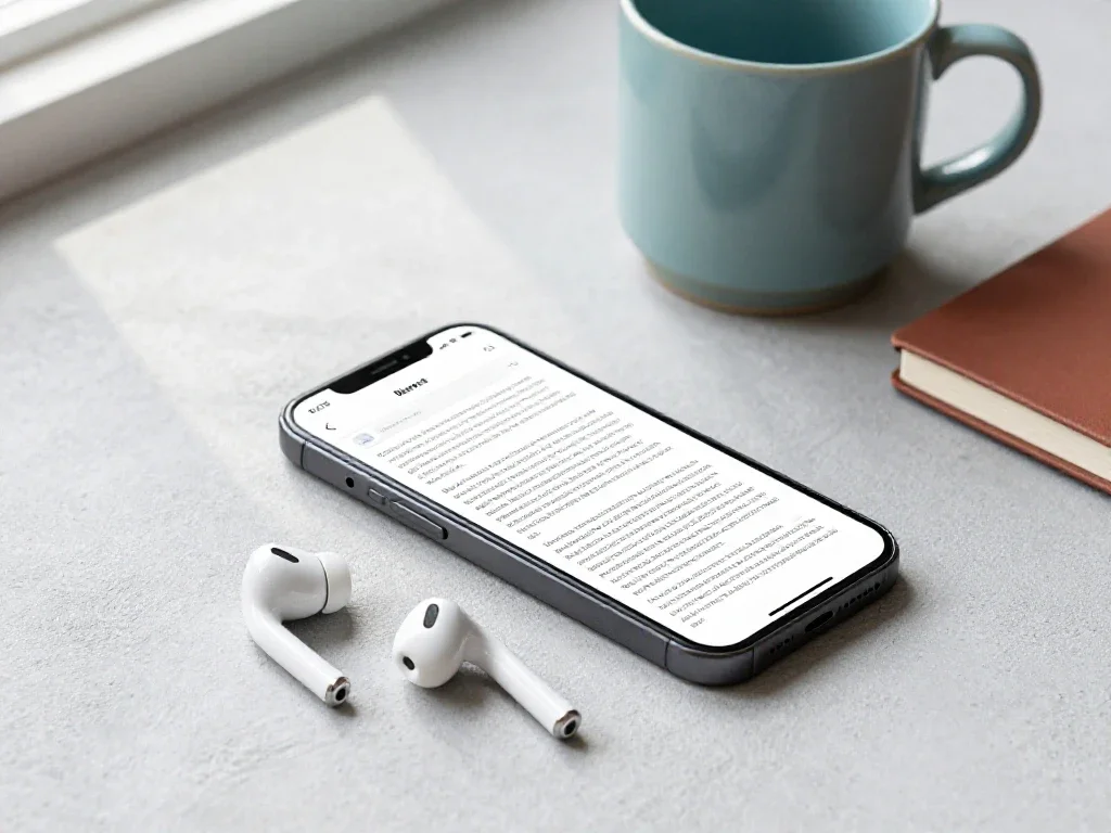 Smartphone et écouteurs sur un bureau pour suivre l'actualité et décrypter le quotidien chaque jour.